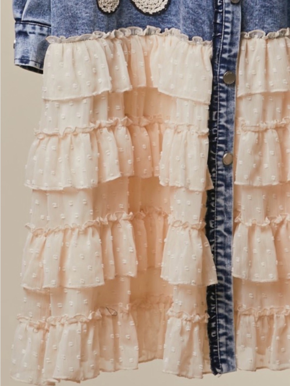 Denim & Cream Ruffle Daisy Duster - Picture 2 of 2
